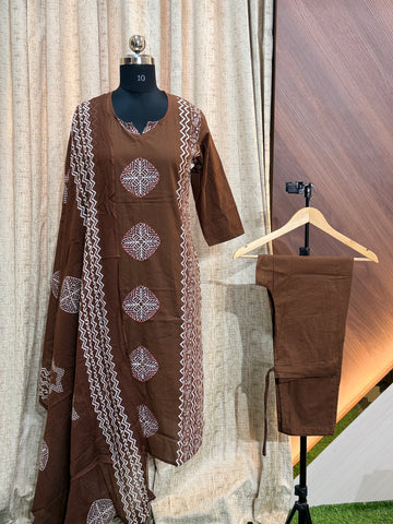 8644  - Cotton 3pc Kurta Set