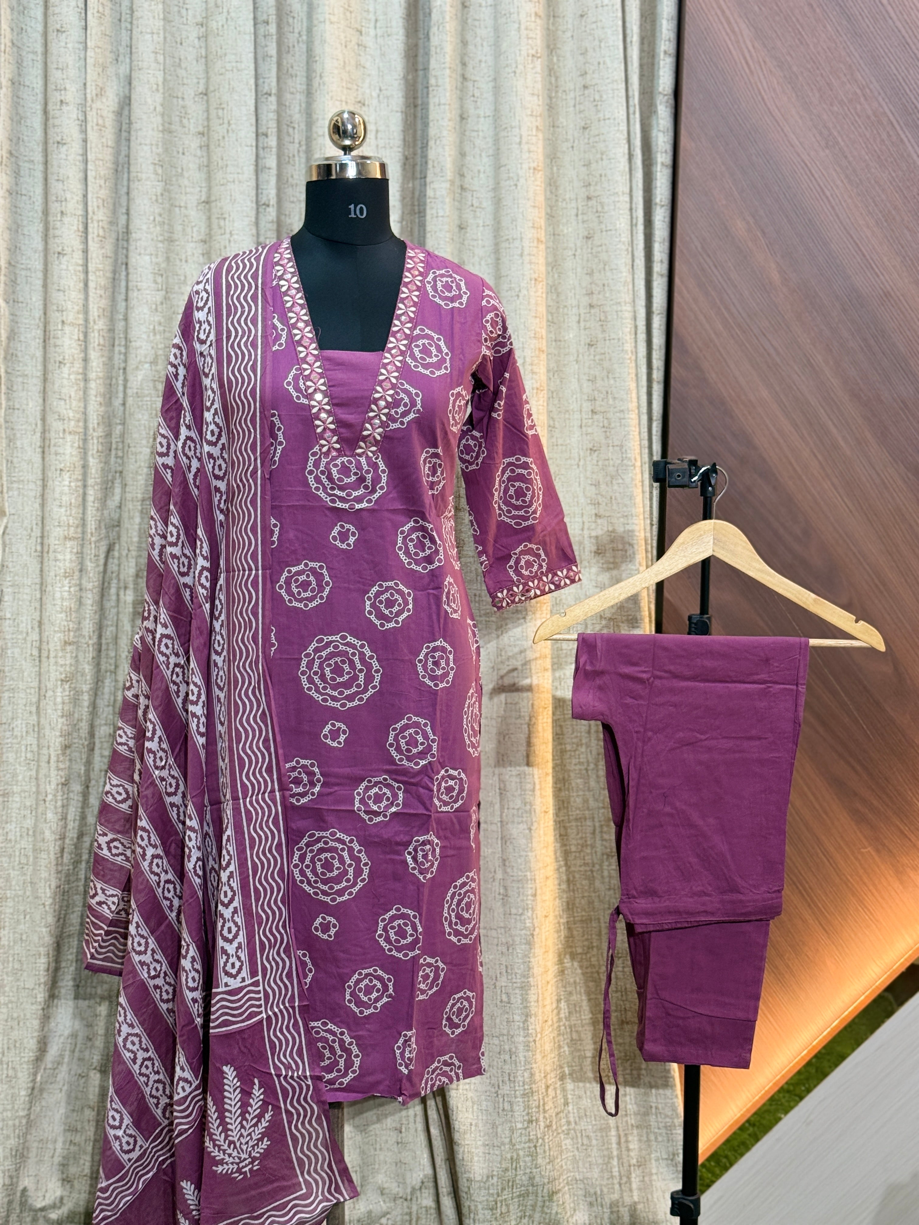 8655  - Cotton 3pc Kurta Set