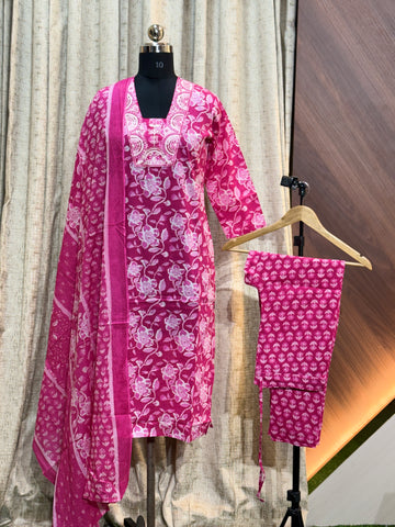 8740 - Cotton 3pc Kurta Set