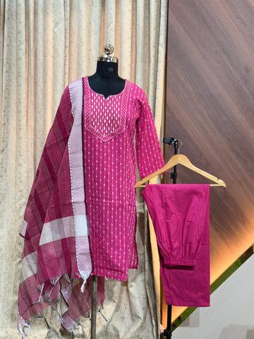 8838 - Cotton 3pc Kurta Set