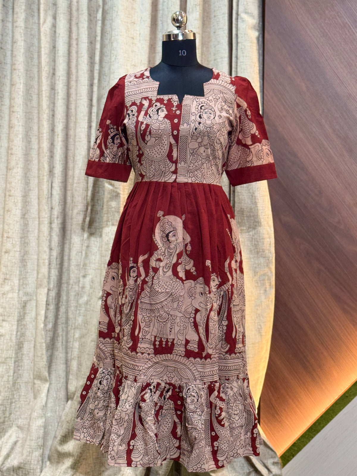 B896  - Kalamkari Frock (RED)
