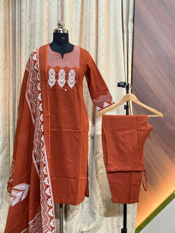 9257 - Straight cut Kurti with Pant and Duppatta