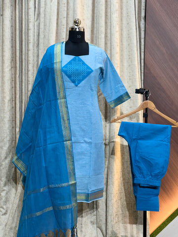 9305 - Kurti with pant and Duppatta ( Mangalagiri )