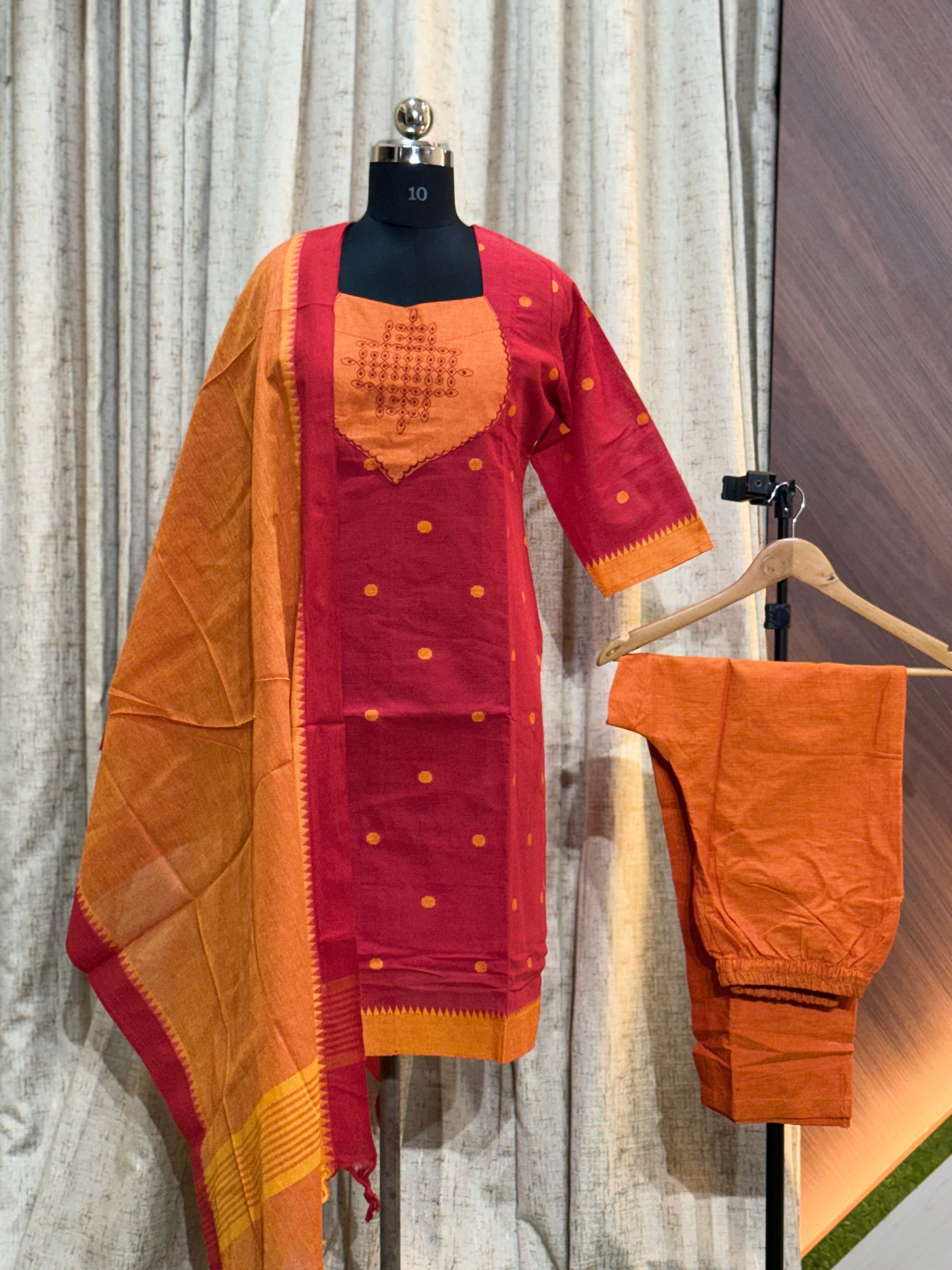 9303 - Kurti with pant and Duppatta ( Mangalagiri )