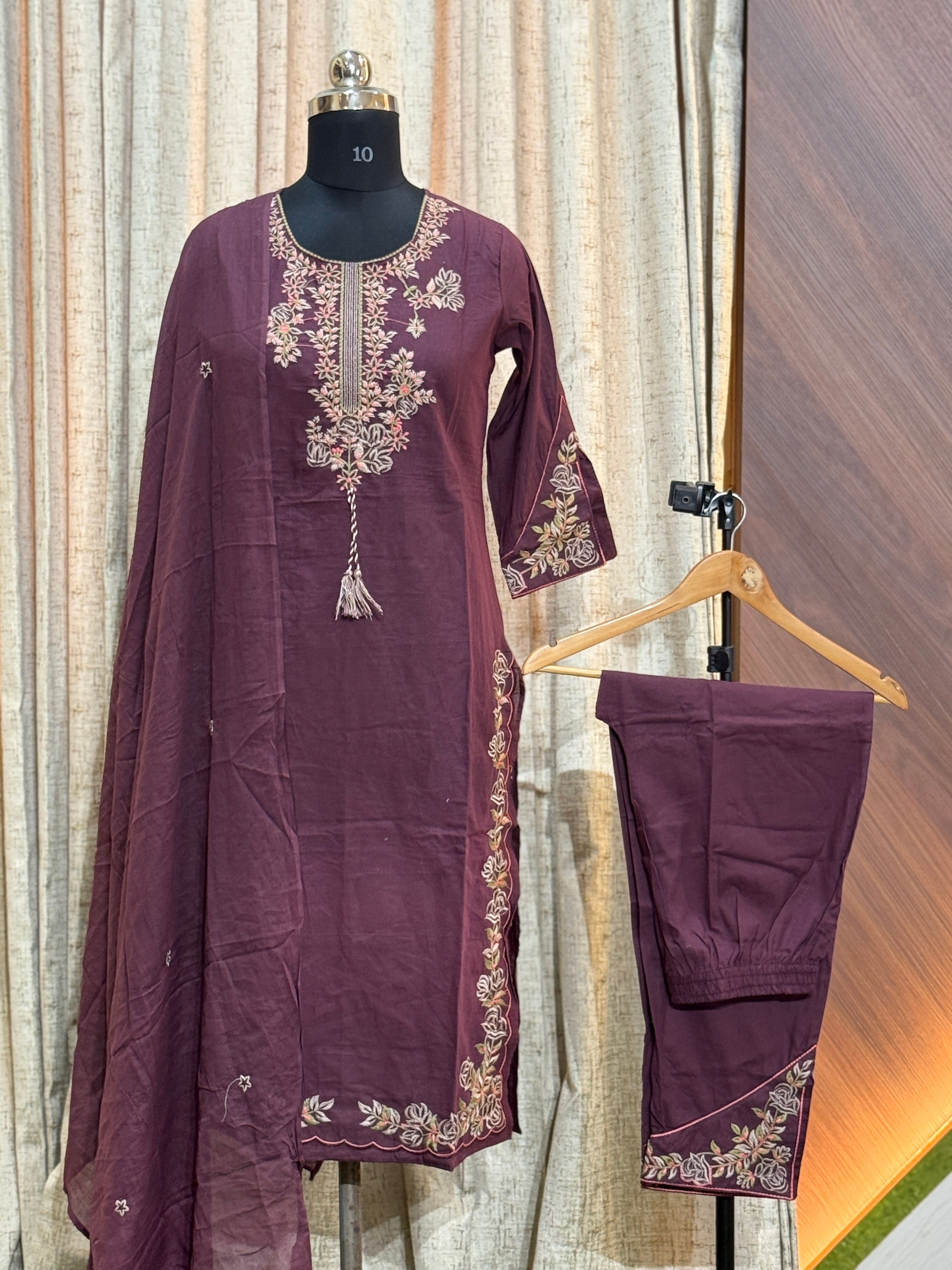 9566  - Cotton 3pc Kurta Set