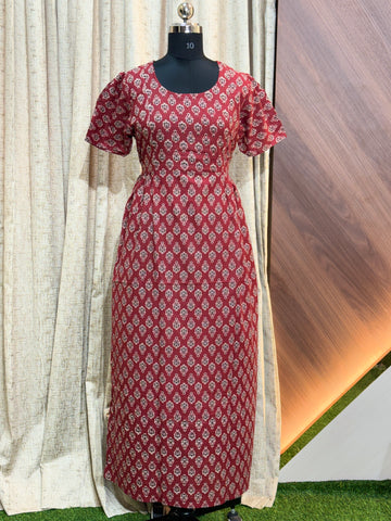 S281  - Ajrakh Frock Style Nighty