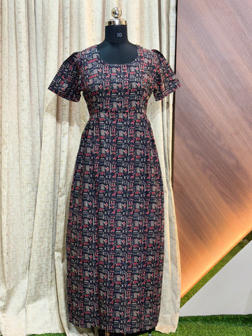 S283 - Ajrakh Frock Style Nighty