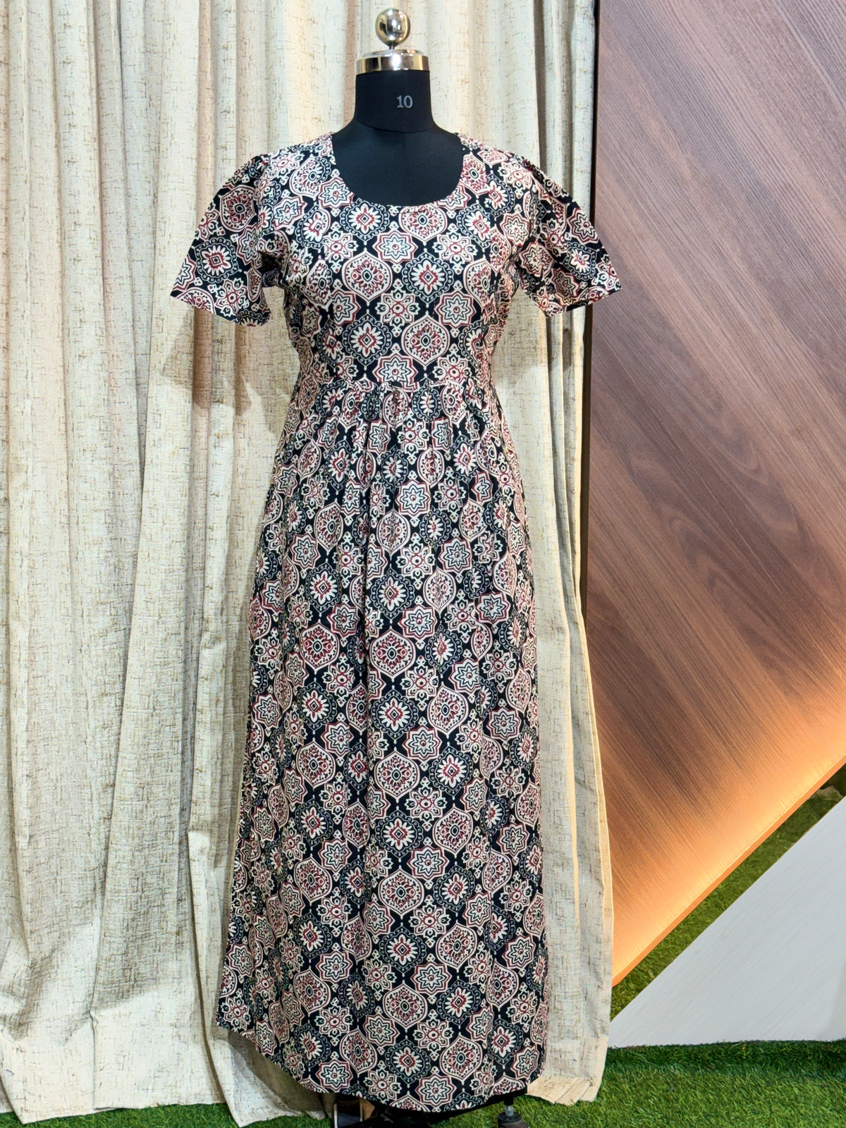 S287 - Ajrakh Frock Style Nighty