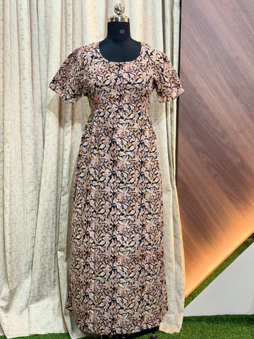 S290  - Ajrakh Frock Style Nighty
