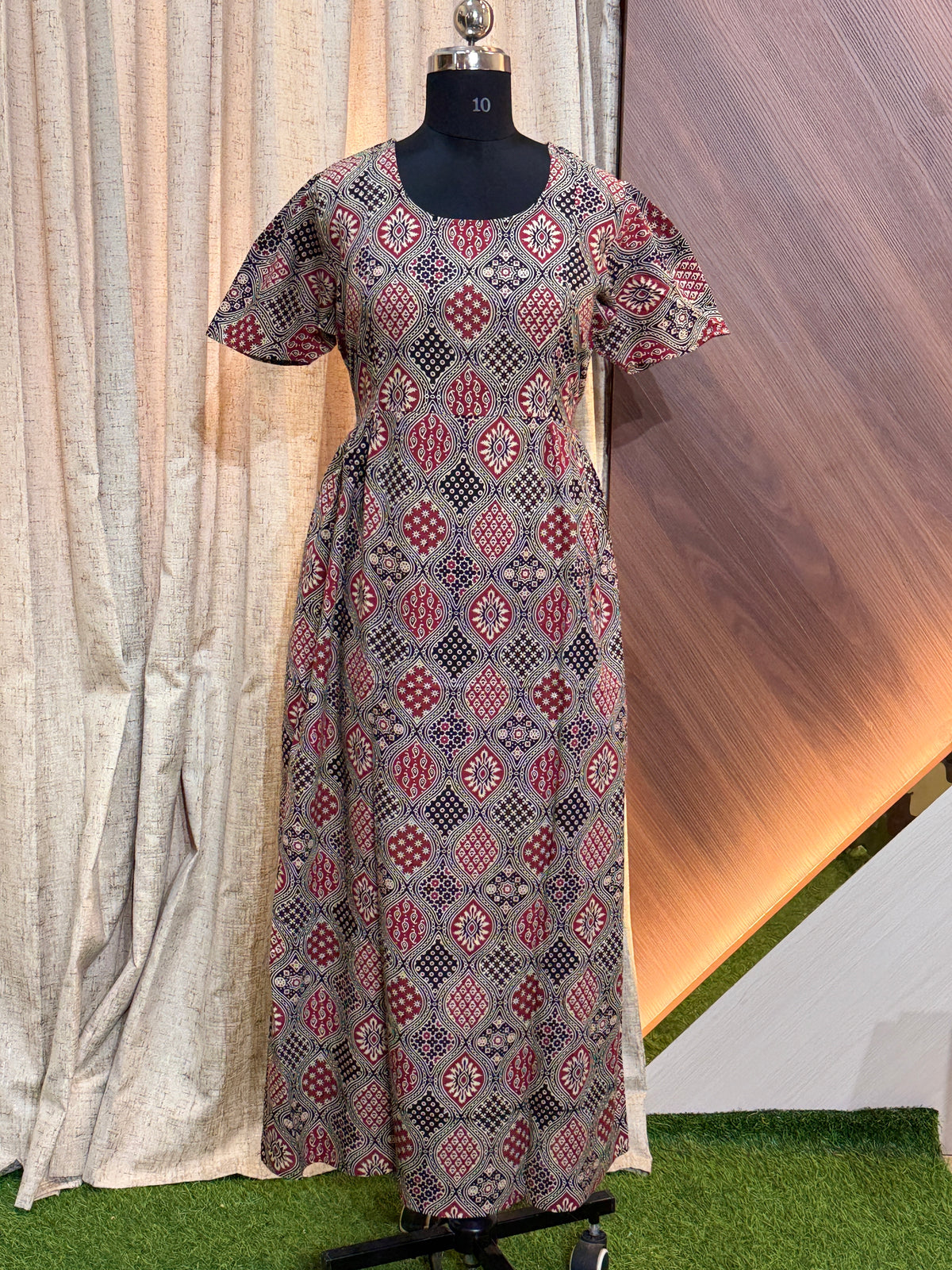 S357 - Ajrakh Frock Style Nighty