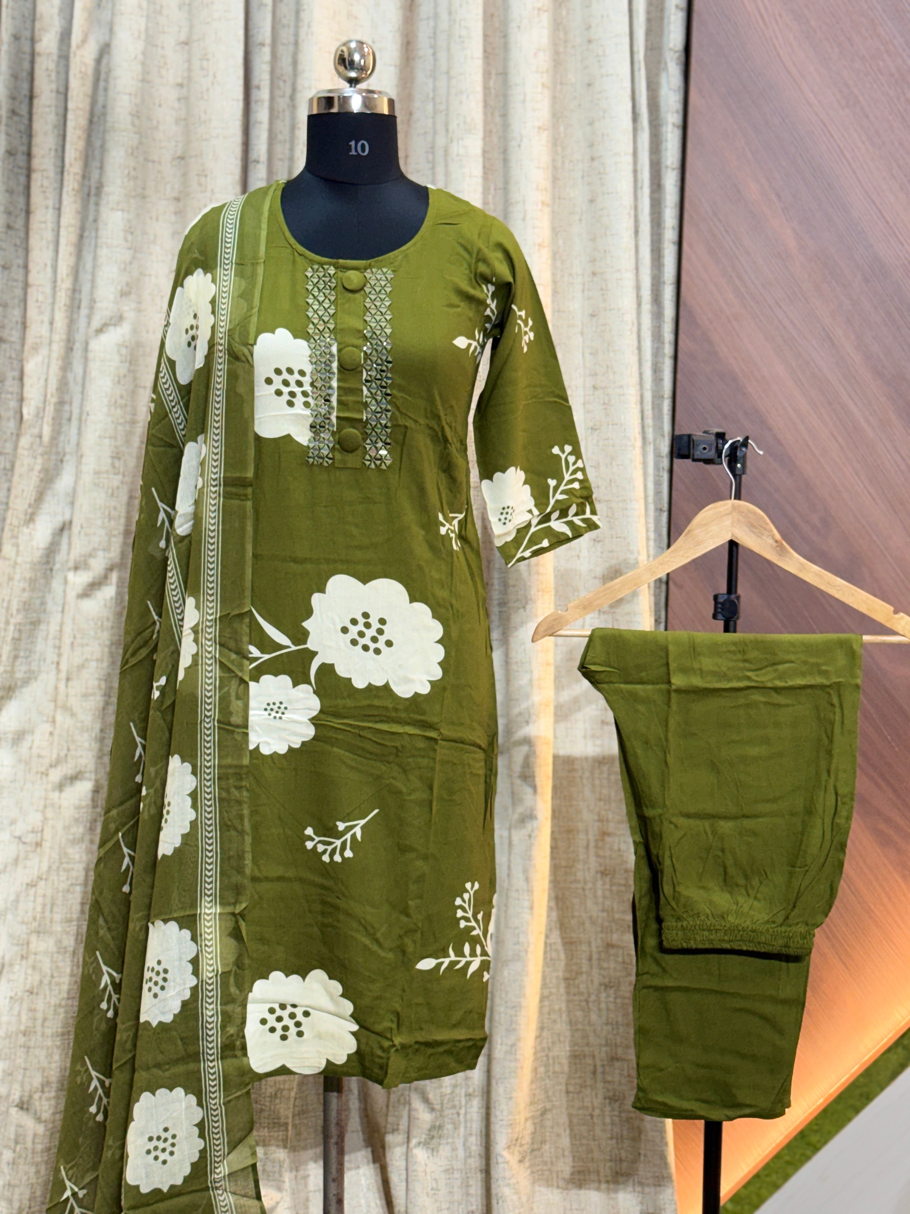 A498 - Ryon Kurti with Pant and Dupatta