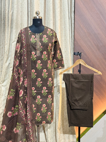 A499 - Cotton Kurti with Pant and Dupatta