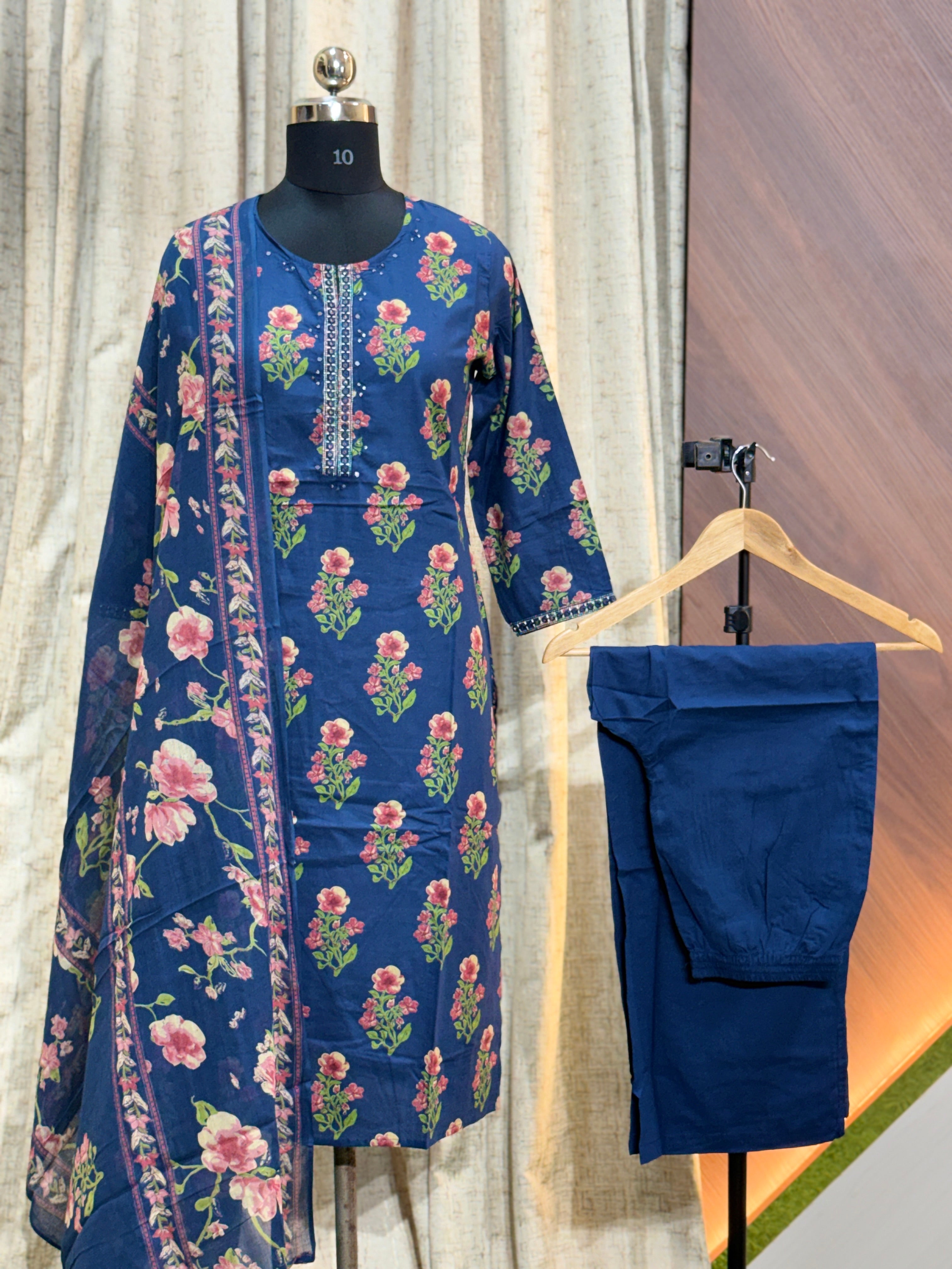 A502  - Cotton Kurti with Pant and Dupatta