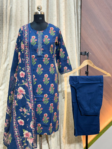 A502  - Cotton Kurti with Pant and Dupatta