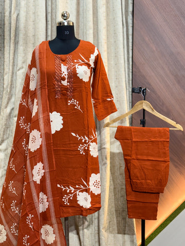 A503  - Ryon Kurti with Pant and Dupatta