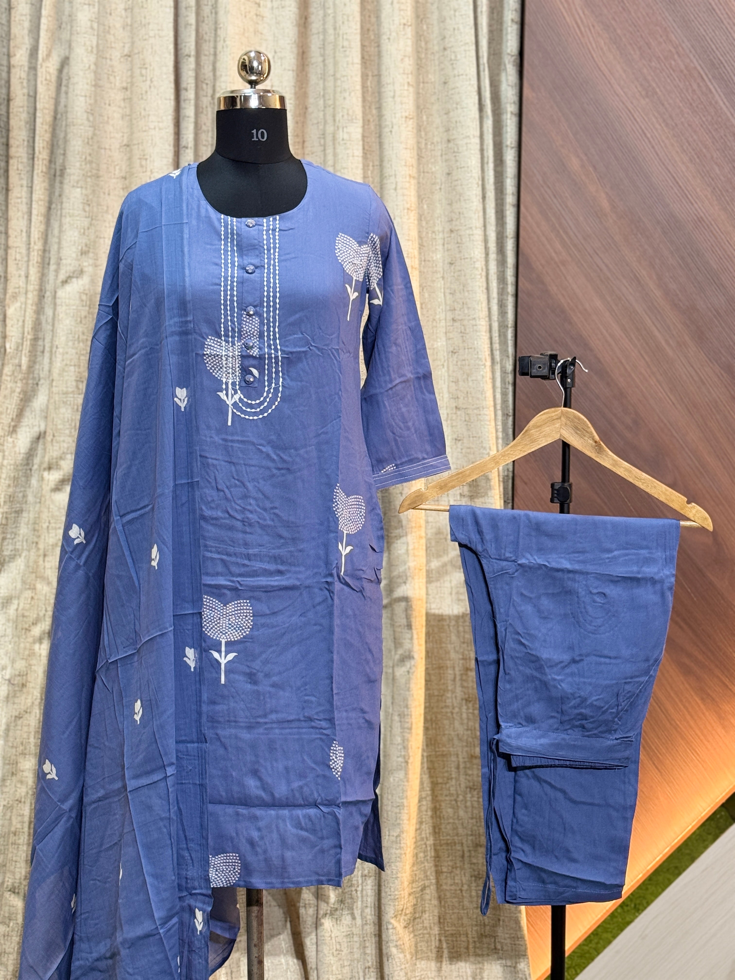 A506  - Ryon Kurti with Pant and Dupatta