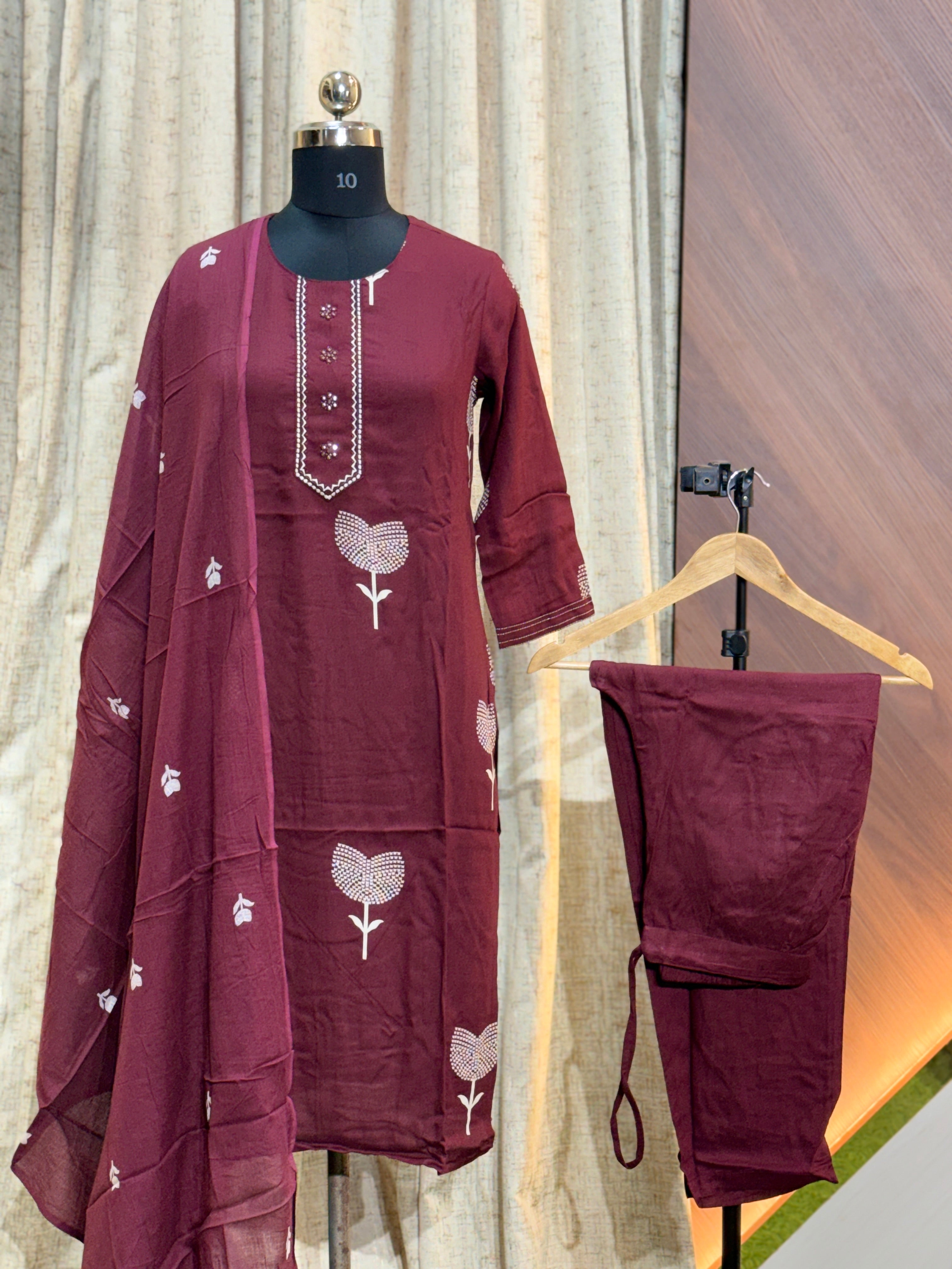 A507  - Ryon Kurti with Pant and Dupatta