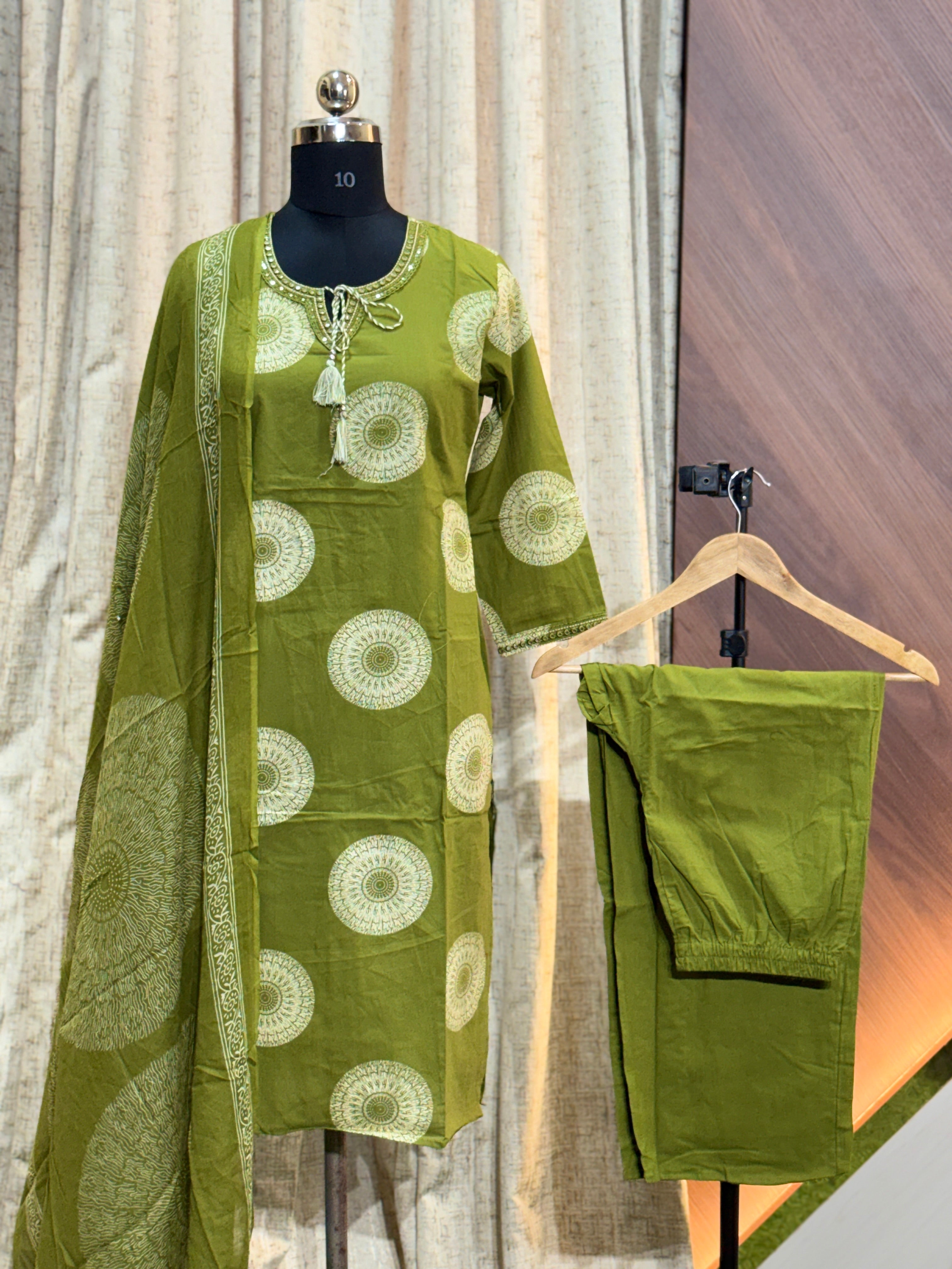 A493 - Cotton Kurti with Pant and Dupatta