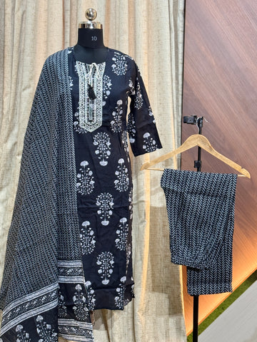 A492 - Cotton Kurti with Pant and Dupatta
