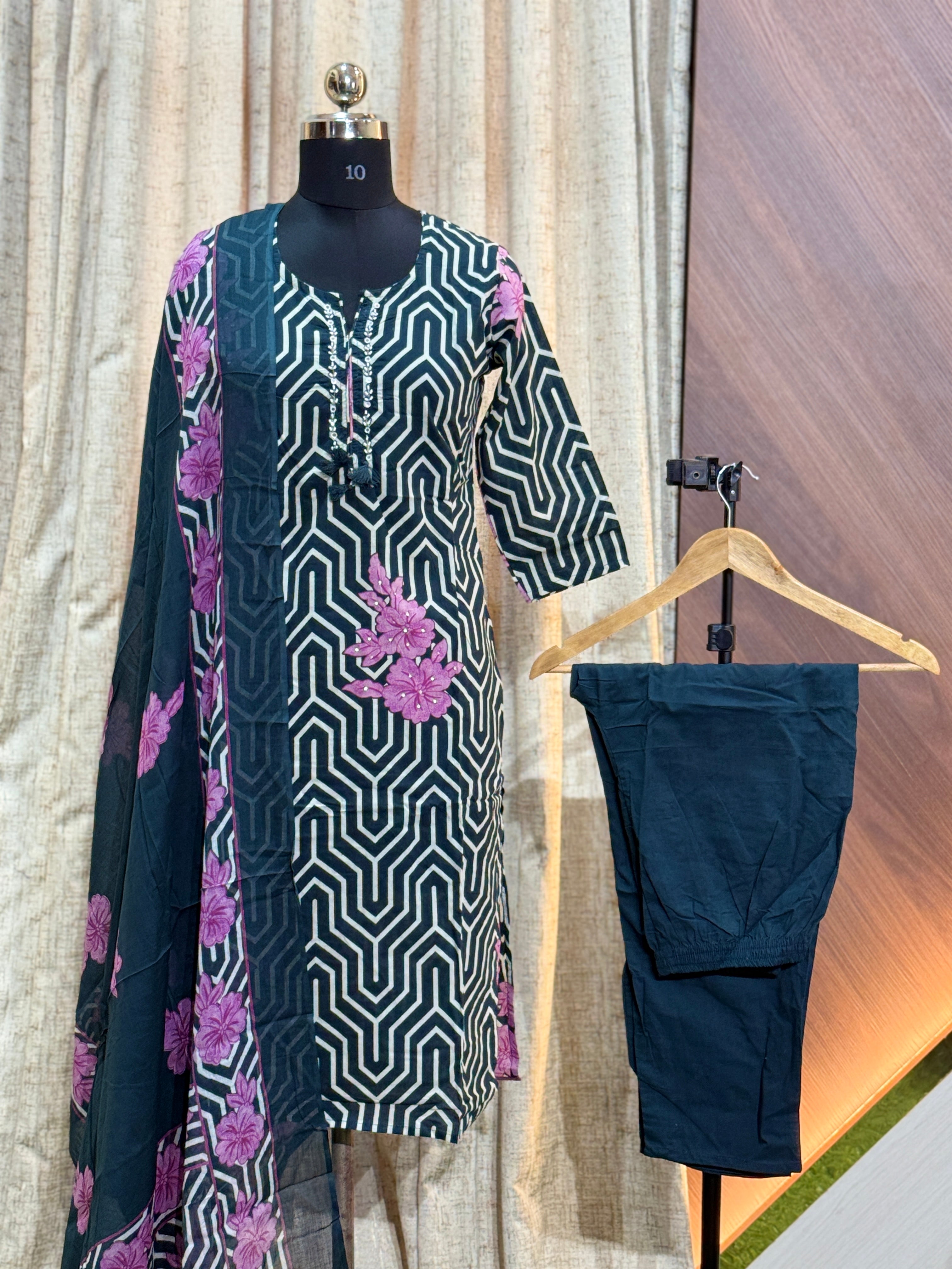 A484 - Cotton Kurti with Pant and Dupatta