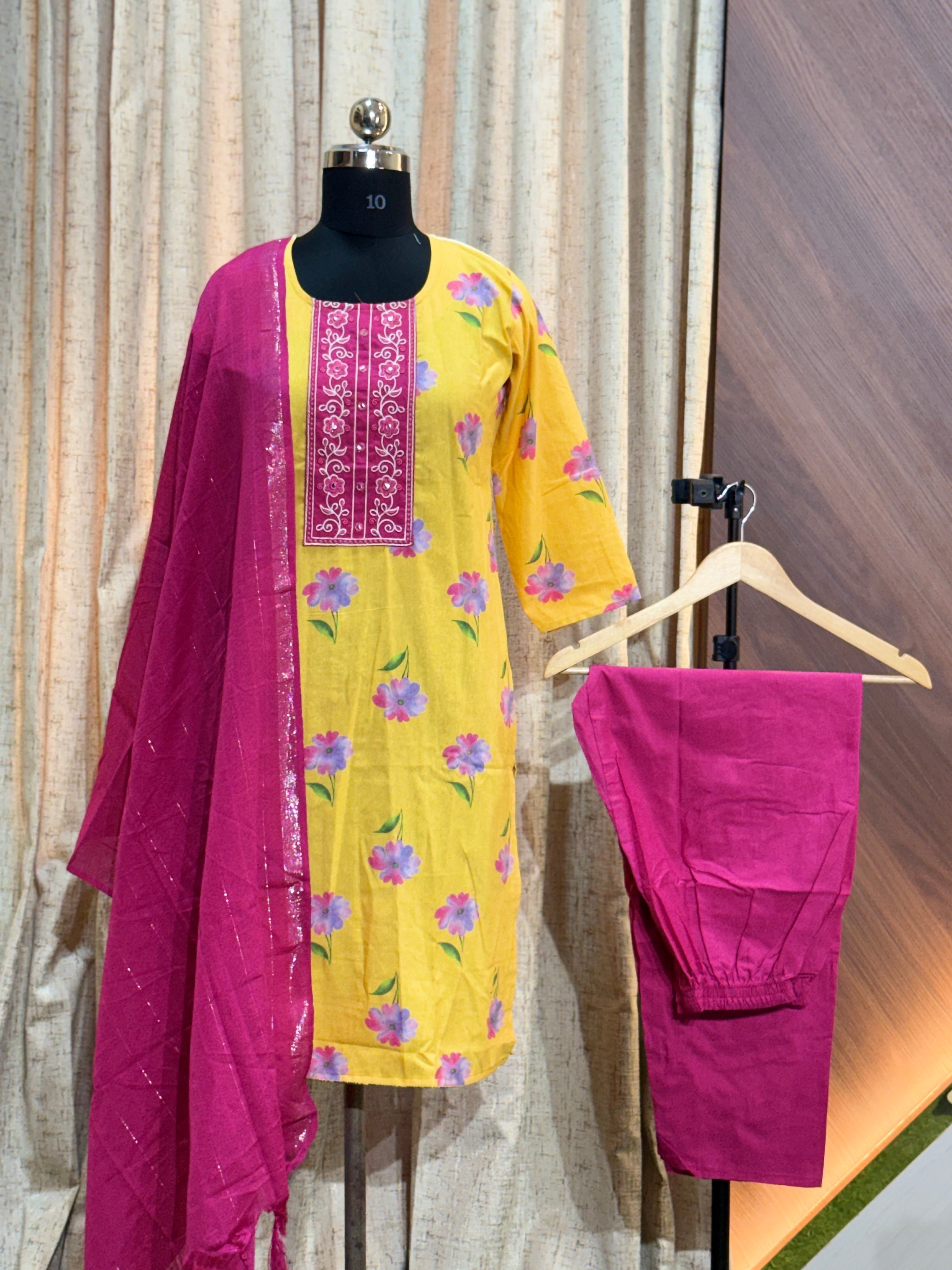 A722 - Cotton 3pc Kurta Set