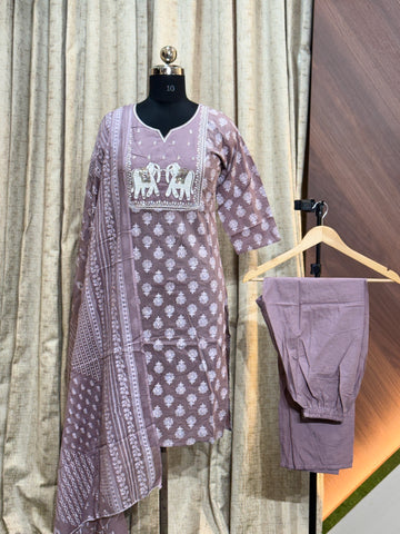 A736 - Cotton 3pc Kurta Set