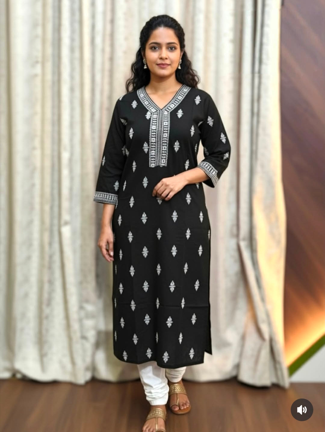8504   - Daily wear Kurtis  Black