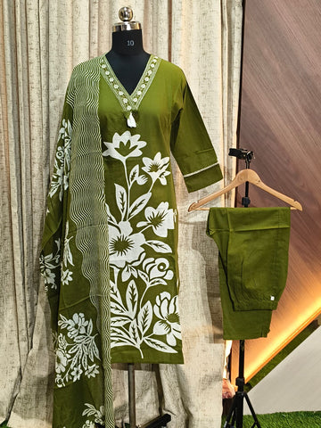 9604  - Cotton 3pc Kurta Set