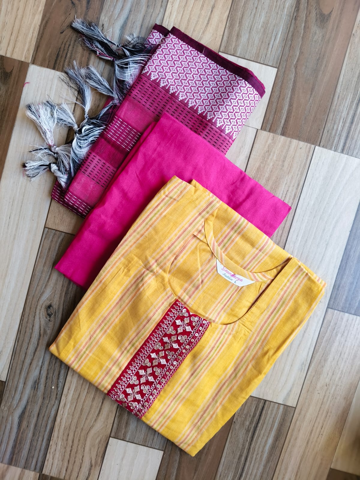 9835 - Cotton 3pc Kurta Set