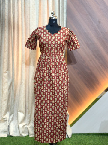 B596 - Frock Style Nighty Feeding with Center Zip