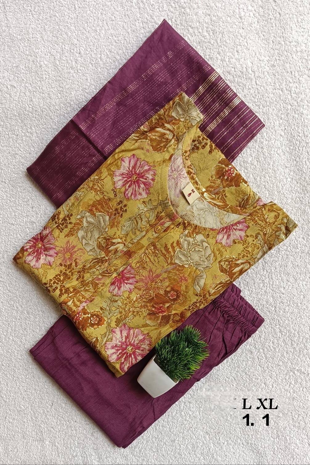 S1013 - Cotton 3pc Kurta Set