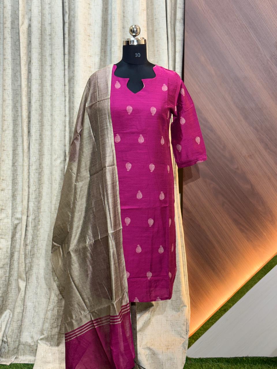 D1347 - RAW Silk kurti with Dupatta