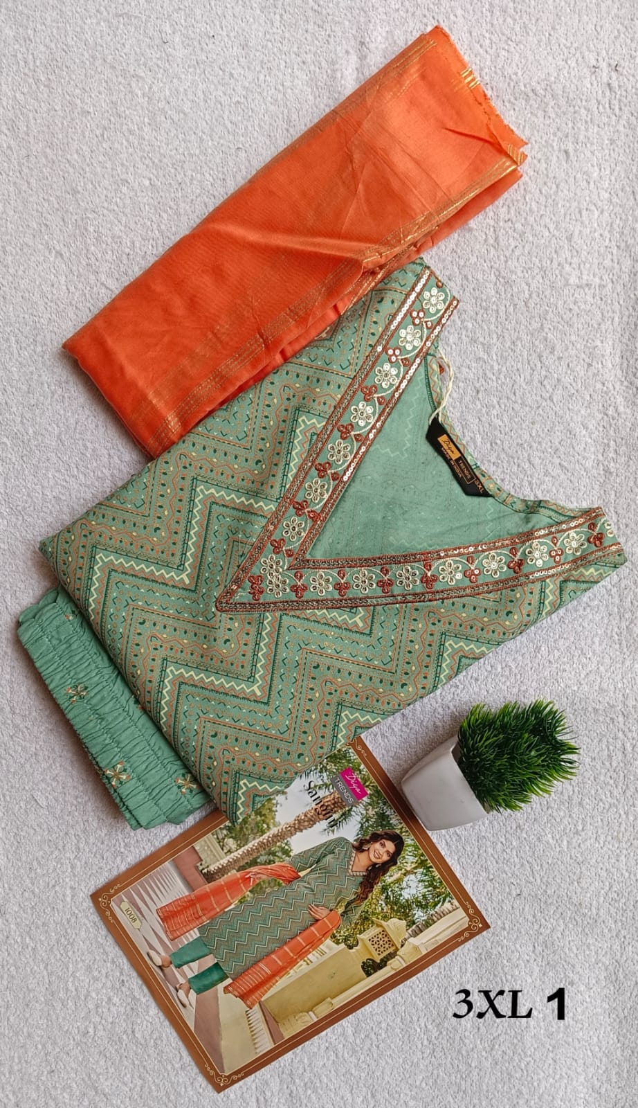 S1003  - Cotton 3pc Kurta Set