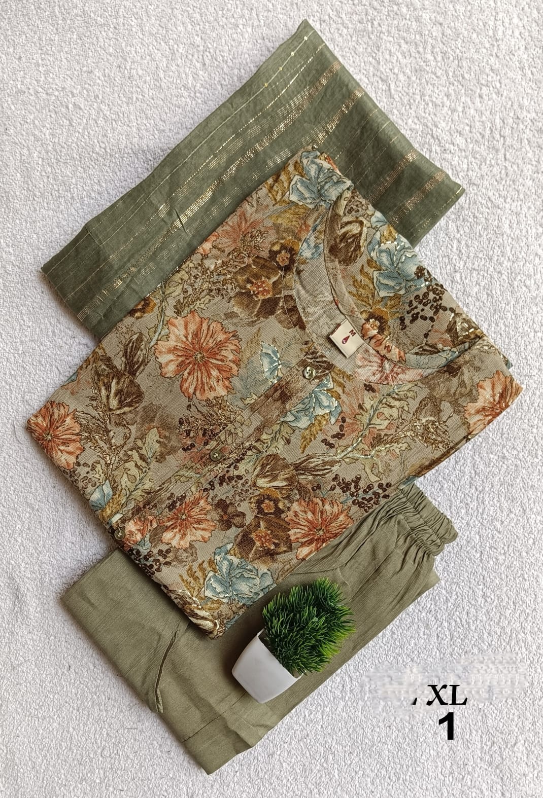 S1014 - Cotton 3pc Kurta Set