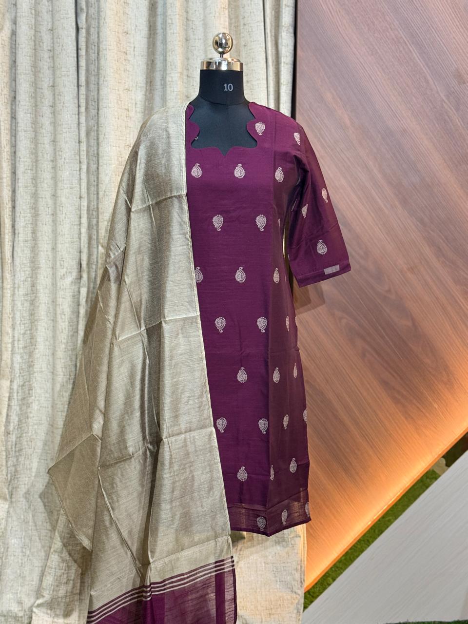 D1349 - RAW Silk kurti with Dupatta