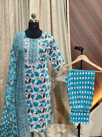D1183 - Cotton 3pc Kurta Sets