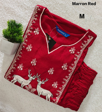 D1038 - Co-ords Rayon (red maroon)