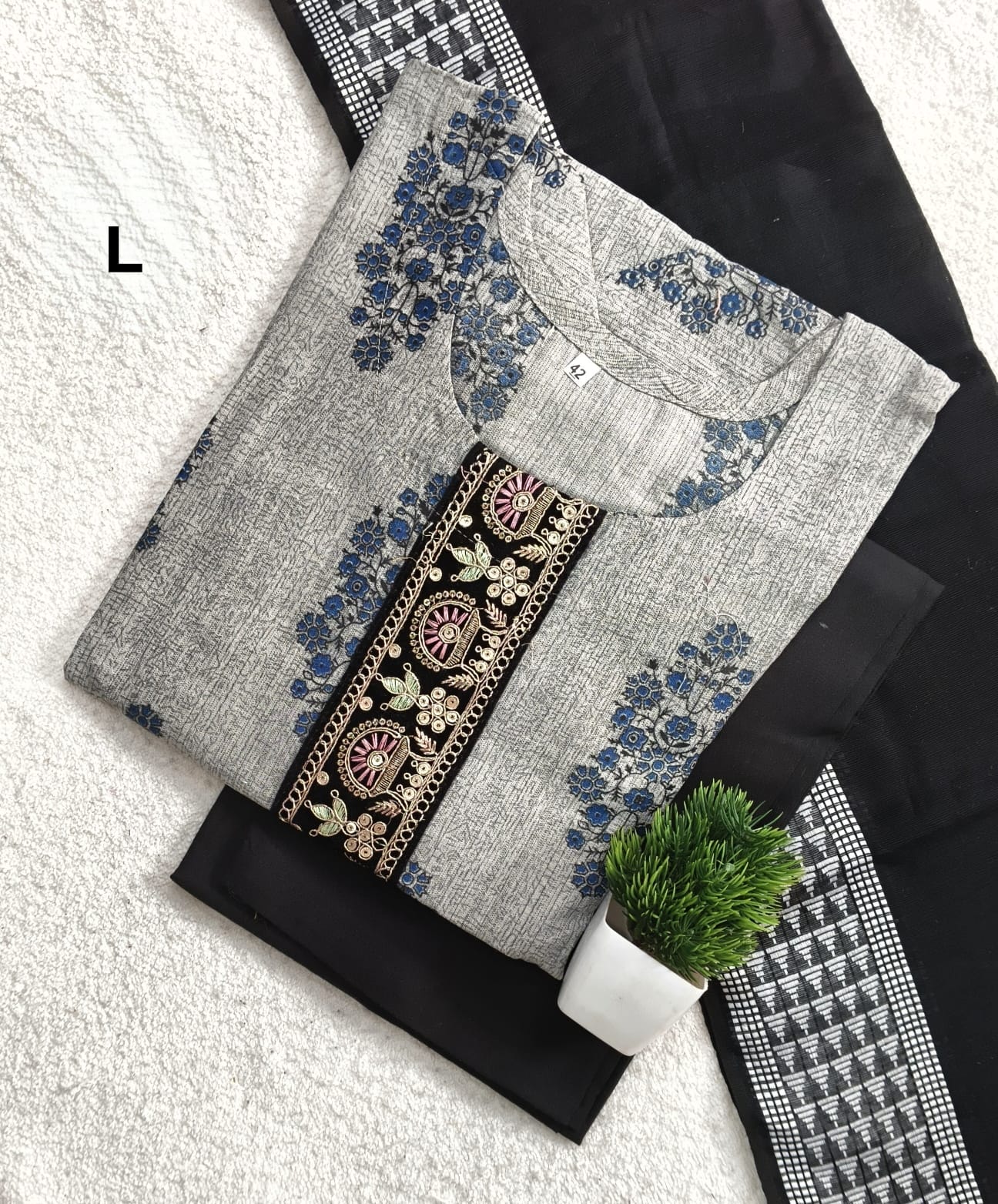 K1019 - Cotton 3pc Kurta Set