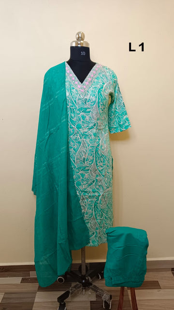 S1009 - Cotton 3pc Kurta Set