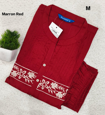 D1033 - Co-ords Cotton (Red maroon)