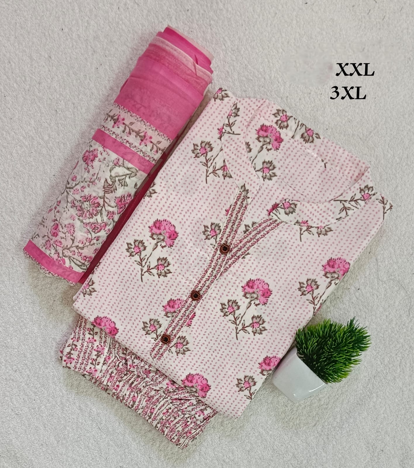 K1023 - Cotton 3pc Kurta Set