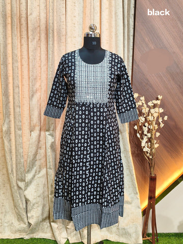 D1273 -  Anarkali Kurtis (black)