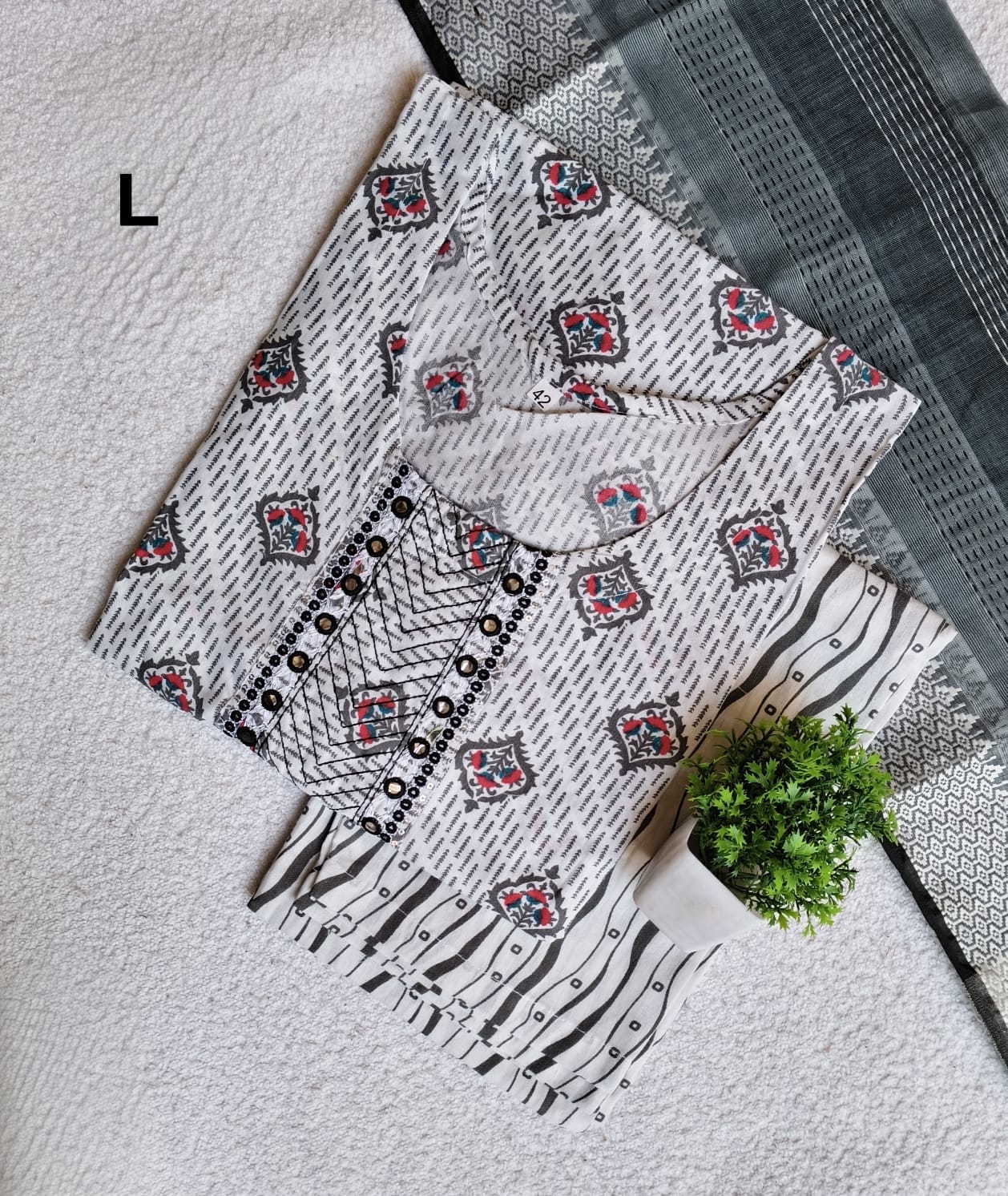 K1014 - Cotton 3pc Kurta Set