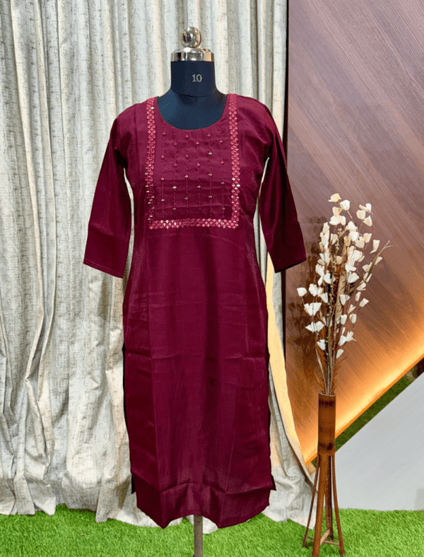 2694 - Silk Embroidery Kurtis