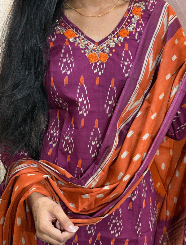 3515 - Cotton Kurti with Pant and Dupatta - Image 3