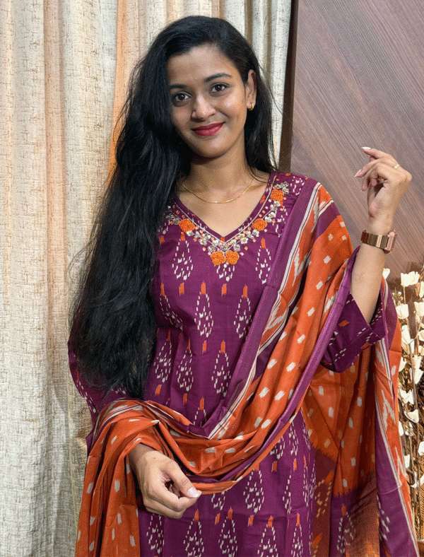 3515 - Cotton Kurti with Pant and Dupatta