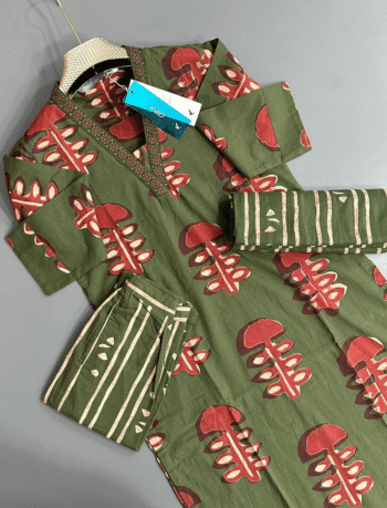 3595 - Cotton Kurti with Pant and Dupatta