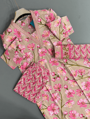 3596 - Cotton Kurti with Pant and Dupatta