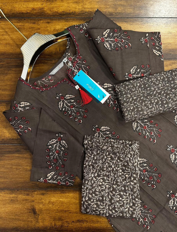 3523 - Cotton Kurti with Pant and Dupatta
