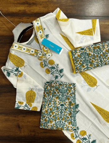 3525 - Cotton Kurti with Pant and Dupatta